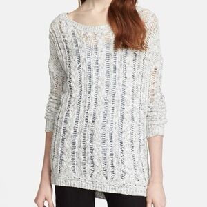 Vince Open Knit Cable Heather Gray Sweater Size XS